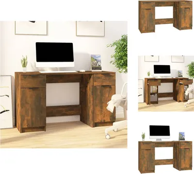 Produktbild von vidaXL Schreibtisch mit Beistellschrank Räuchereiche Holzwerkstoff - Schreibtische