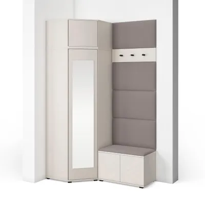 Produktbild von Garderoben-Set Napoli Version 18: Eckschrank mit Polsterpaneelen, Schuhschrank Flur und Eingangsbereich (Cashmere/Trinity 05)