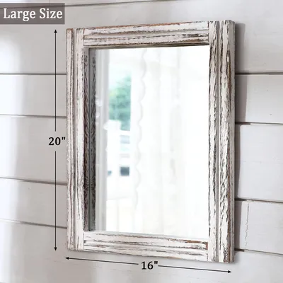 Productafbeelding van Wandspiegel met houten frame, rustiek design, 50 x 40 cm, geschikt voor slaapkamer en badkamer