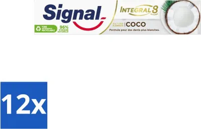 Immagine prodotto di Signal – Integral & Actions – Dentifricio – Ingredienti naturali – Cocco – Per denti bianchi – 75 ml - Confezione risparmio - 12 pezzi