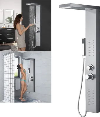 Obrázok produktu pre UISEBRT Sprchový systém Rain Shower Shower Set Masážny sprchový panel z nehrdzavejúcej ocele s ručnou sprchovou batériou Rain Shower Sliber
