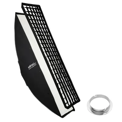 Produktbild von Walimex pro Essential Striplight Softbox 40x180cm + Softboxadapter für Elinchrom (Außendurchmesser: 15,2 cm), um 360° drehbar, einfacher Aufbau, inkl. Grid, Bowens Adapter und Transporttasche