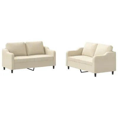 Produktbild von vidaXL 2-tlg. Sofagarnitur mit Kissen Creme Stoff