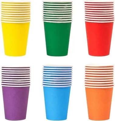 Produktbild von 60 Stück 250 ml Bunte Pappbecher für Hochzeit und Partybedarf