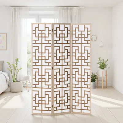 Produktbild von Homestyle4u Paravent Raumteiler 3 teilig Holz Shoji Trennwand spanische Wand Sichtschutz