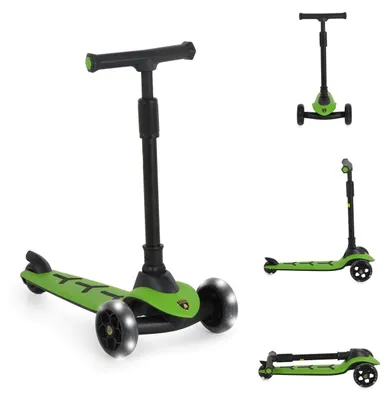 Obrázek produktu pro Moni Kinderroller Lamborghini, kola z polyuretanu (PU), ložiska ABEC-7, LED světlo, zadní brzda, maximální nosnost 50 kg, zelená barva