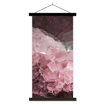 Produktbild von MuchoWow® Textilposter Naturstein - Rosa - Kristall 60x120 cm mit schwarzem Rahmen - Magnete