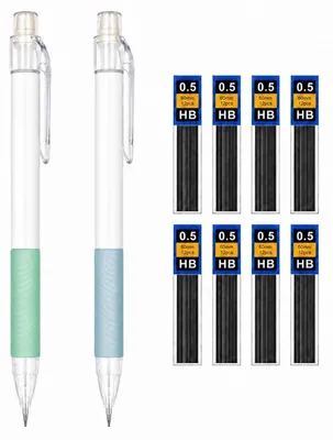 Immagine prodotto di Set di 2 matite a grafite, 0,5 mm, penne meccaniche con 6 mine HB, colore blu e verde