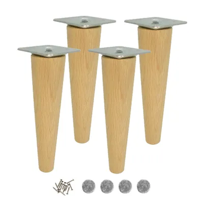 Zdjęcie produktu dla Dębowe nogi meblowe 18 cm, surowe drewniane nóżki z mocowaniem, idealne do projektów DIY i renowacji mebli - zestaw 4 sztuk