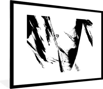 Produktbild von MuchoWow® Gerahmtes Poster Farbe - Schwarz - Abstrakt 80x60 cm - Poster mit Schwarzem Bilderrahmen Wandposter Rahmen Foto Bilder - Schlafzimmer-Dekorationen - Fotoposter