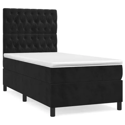 Image de vidaXL Lit boxspring avec matelas noir 80x200 cm velours