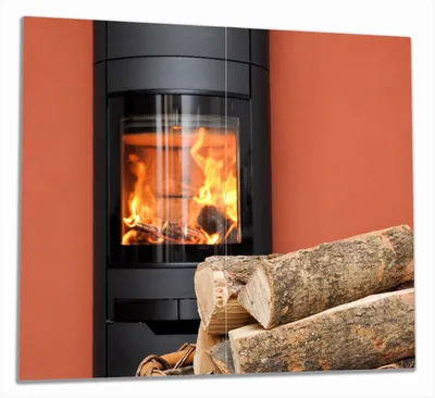Produktbild von Wallario Herdabdeckplatte aus Glas, Größe 60 x 52 cm 2-teilig, Motiv Kamin Romantik