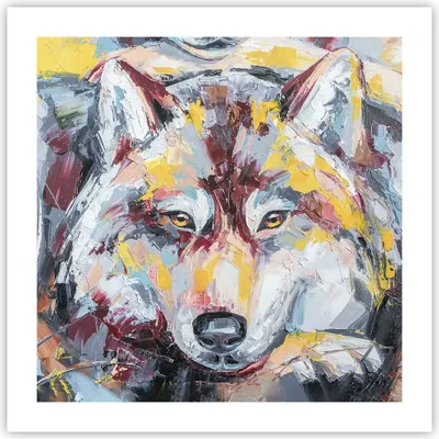 Produktbild von Poster - Poster ohne Rahmen - Öl Wolf Hund - 50x50 cm - Wand Bild - Wanddeko - Wandbilder - Kunstposter - Wandposter - Bilder - Kunstdruck - Wanddekoration - Wandbild - P2XAC50x50-4673