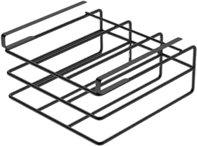 Produktbild von Robuster Schneidebretthalter aus Metall und Topfdeckelregal für die Küche, Schwarz