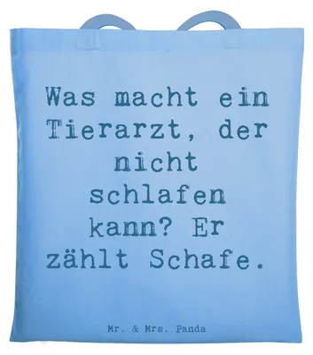 Produktbild von Mr. & Mrs. Panda totebag Spruch Tierarzt Schafzählen - Sky Blue - Geschenk, liebevolles Dankeschön, Tote Bag, Schultasche, Geschenke für Berufstätige, Tierärzte, kreative
