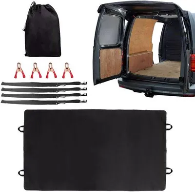 Image de Housse de protection imperméable pour hayon, en Oxford 600D avec revêtement PVC, dimensions 180 x 114 cm, avec 4 clips, résistante au vent et à la poussière, inclut une sacoche de rangement, compatible avec les modèles T5/T5.1/T6 Transit