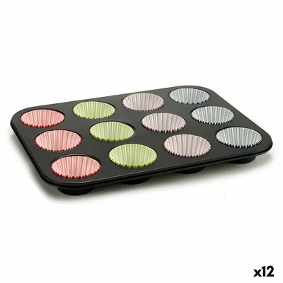 Zdjęcie produktu dla Forma do muffinów w kolorze piekarnika (7 x 7 x 3 cm) (35 x 3 x 26,5 cm) (12 sztuk)