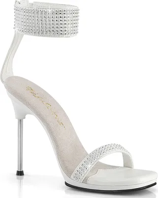 Produktbild von CHIC-40 y Fabulicious elegante High-Heels Sandaletten weiß Lederoptik Strass