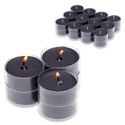 24 Duftteelichter Ambiente, schwarz, 3,8 cm Ø, 4 h Brenndauer