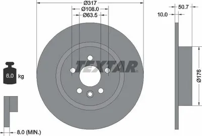Produktbild von 2x TEXTAR Bremsscheibe 92300403 für LAND ROVER Range Rover Evoque (L538) 50 7mm