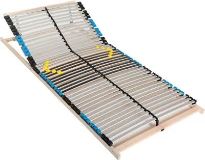 Obrázek produktu pro 7zónový lamelový rám 90x200, 42 lamel, Ergonomický lamelový rám - nastavitelná hlavová část, Vyrobeno v Německu, Lamelový rám a spodní rám z bukového dřeva, Nosnost 150 kg