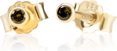 Produktbild von Paar 2,5mm 585 Gelb Gold 14 Karat Ohrstecker Zirkon Peridot Butterfly Verschluss