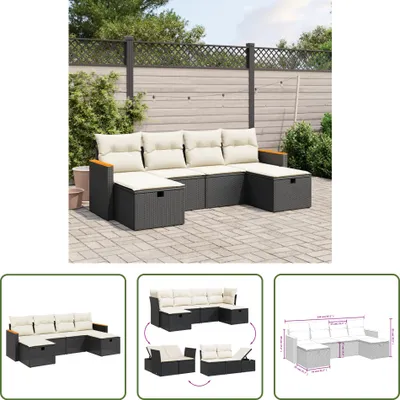 Produktbild von The Living Store 6-tlg. Garten-Sofagarnitur mit Kissen Schwarz Poly Rattan