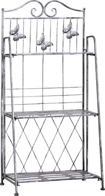 Produktbild von Fortuna Lai Pflanzregal Metall Blumenständer 3 Ebenen Blumentreppe für Garten Silbergrau 44x25x96cm dekorativ & platzsparend