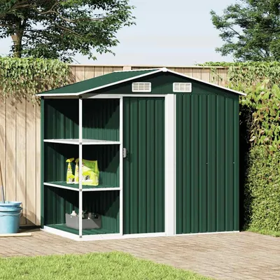 Immagine prodotto di Casetta da giardino con ripiano verde 205x130x183 cm in ferro