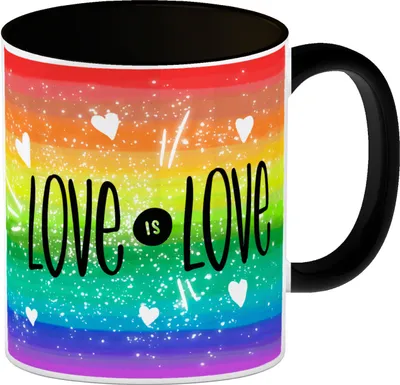 Produktbild von Love is Love Kaffeebecher Henkel und Innenseite Schwarz