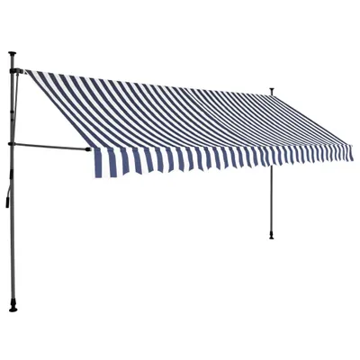Image de vidaXL Store rétractable manuel avec LED 400 cm bleu et blanc