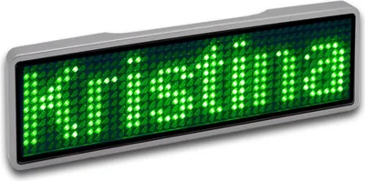 Produktbild von LED Namensschild Grün Name Tag 11x14 Pixel programmierbar USB Gehäuse silber