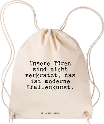 Produktbild von Mr. & Mrs. Panda Jutebeutel Unsere Türen sind nicht... - Transparent - Geschenk, Tier, Katze lustig, Beutel, lustiger Spruch, sporttasche klein, wander rucksack, Sprüche