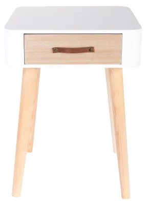 Nachttisch weiß, Holz, 1 Schublade, skandinavisches Design