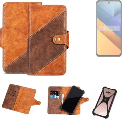 Produktbild von K-S-Trade Handyhülle Schutzhülle Bookstyle Case Wallet-Case kompatibel mit POCO M6 4G Cover Klapphülle Kantenschutz Smartphone dunkelbraun braun 1x