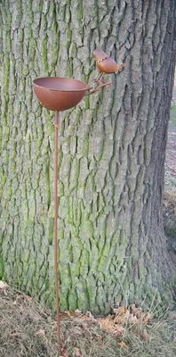 Produktbild von Vogeltränke Vogelfutterstelle Gartenstab Gartenstecker Eisen Rost