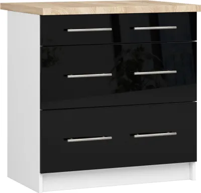 Obrázek produktu pro AKORD Furniture Factory KS0POLIBIACZARPOL3S015, Bílá, 16 mm, 3 zásuvka/zásuvek, 460 mm, 800 mm, 850 mm