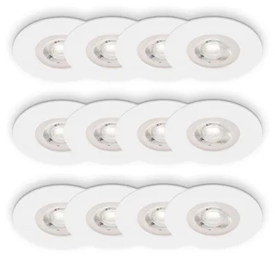 12er-Set LED-Einbauspots IP44 warmweiß Ø9 cm Weiß