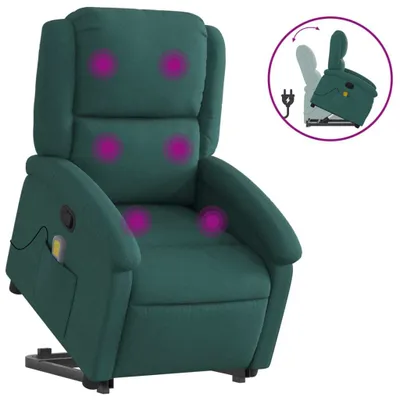 Obrázok produktu pre vidaXL Masážne kreslo s oporou na stúpanie Tmavo zelená látka