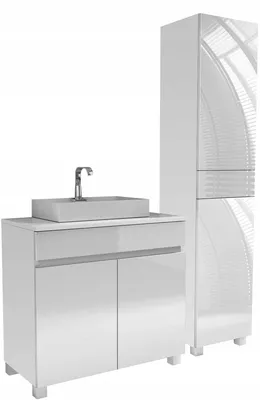 Zdjęcie produktu dla komoda pod umywalkę 80cm słupek 40 = 120cm meble do łazienki biały połysk
