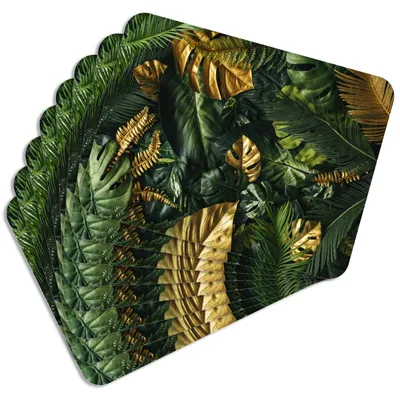 Produktbild von MG Design Set aus 8 Kork-Platzsets - Jungle Gold - 30 x 40 cm - hitzebeständig & abwischbar, mit Korkrückseite