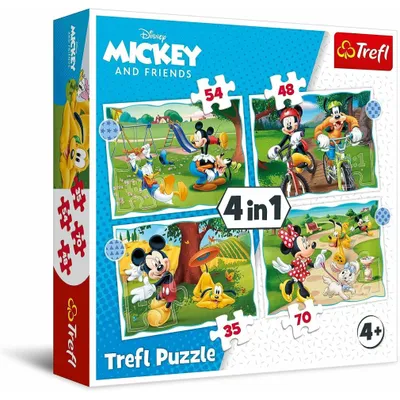 Zdjęcie produktu dla Trefl Puzzle 4w1 Myszka Miki Fajny dzień Mickiego, 70 szt., Komiksy, 4 lat(a)