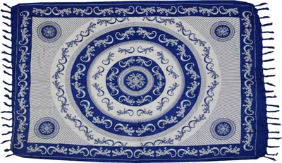 Produktbild von Sarong Pareo Wickelrock Wickeltuch Strandtuch Handtuch Stola Tuch Schal Badebekleidung 140x120 cm, blau