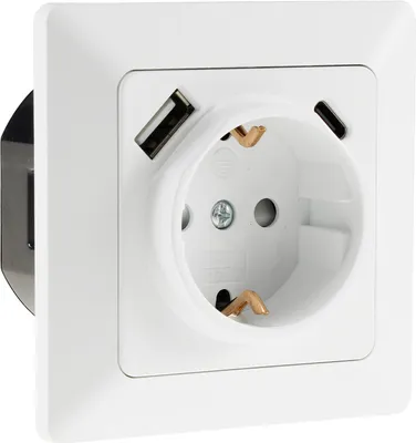 Produktbild von MILOS Schutzkontakt-Steckdose matt weiß 230V/16A, Unterputz USB-C/PD