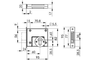 Obrázek produktu pro AMF RGS 49 DIN L/R PZ s plochým zámkem 60 mm - 11353