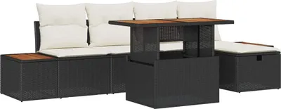 Produktbild von vidaXL Gartensofa-set 6 stk. Schwarz Poly-Rattan