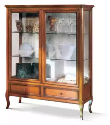 Produktbild von Vitrine Holz Vitrinen Glas Schrank Möbel Echtholz Anrichte Wohnzimmer