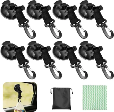 Imagen del producto de Ganchos de succión para camping, juego de 8 unidades, diámetro de 6,5 cm, capacidad de carga de hasta 16 kg, ideales para caravanas y tiendas de campaña