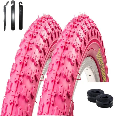 Produktbild von 2 x Roverstone Fahrradreifen 20 x 2,125 (54-406) Pink + 2 Schläuche AV inkl. Reifenheber