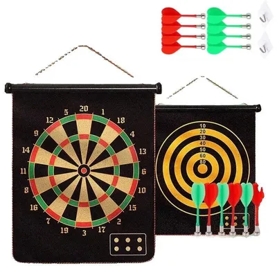 Produktbild von Magnetisch Dartscheibe(31*37cm,mit 8 Sicheren Darts)Doppelseitige Dartboard,Freizeit Sport,Geschenk,sicher für Kinder und Erwachsene